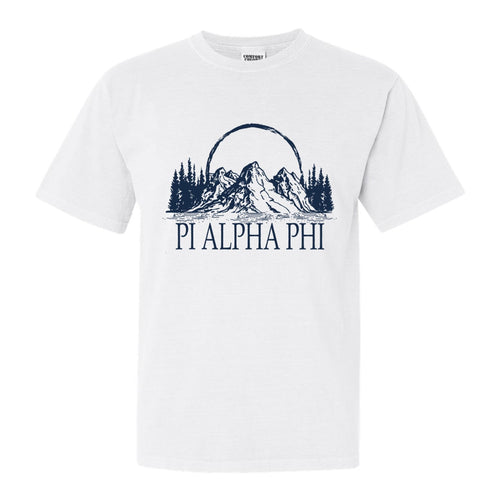 Pi Alpha Phi Epic Mountains Comfort Colors T-Shirt - Fraternity Tee - Kite and Crest