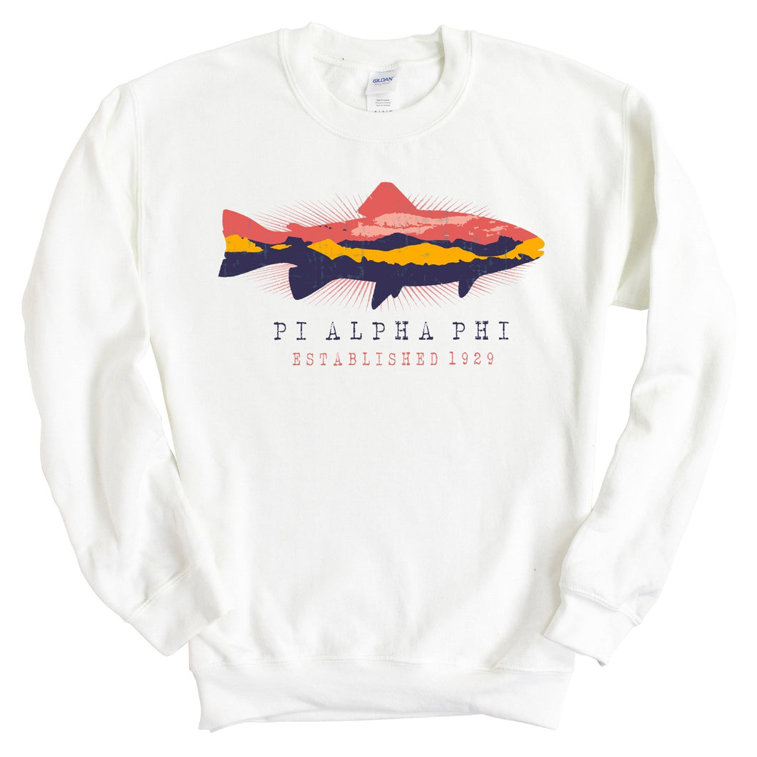 Pi Alpha Phi Fishing Sweatshirt - Fraternity Crewneck Sweatshirt - Kite and Crest