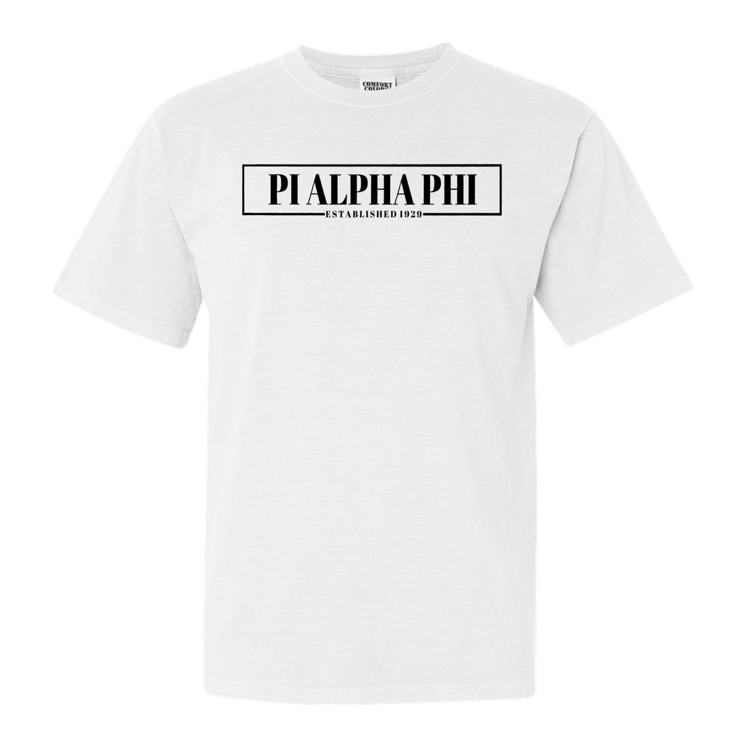 Pi Alpha Phi Fraternal Block Comfort Colors T-Shirt - Fraternity Tee - Kite and Crest