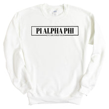 Load image into Gallery viewer, Pi Alpha Phi Fraternal Block Sweatshirt - Fraternity Crewneck Sweatshirt - Kite and Crest
