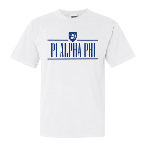 Pi Alpha Phi Shield Comfort Colors T-Shirt - Fraternity Tee - Kite and Crest