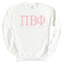 Load image into Gallery viewer, Pi Beta Phi (Pi Phi) Pink Letter Sorority Crewneck Sweatshirt - Kite and Crest
