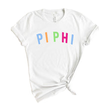 Load image into Gallery viewer, Pi Beta Phi Rainbow Letter Sorority T-Shirt Tee - Kite and Crest
