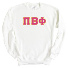 Load image into Gallery viewer, Pi Beta Phi Sweatshirt - Pi Phi Cute Letters Crewneck Sweatshirt - Kite and Crest
