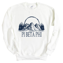 Load image into Gallery viewer, Pi Beta Phi Sweatshirt | Pi Phi Epic Mountains Crewneck Sweatshirt | Pi Beta Phi Sorority Gift Idea - Kite and Crest
