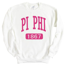 Load image into Gallery viewer, Pi Beta Phi Sweatshirt | Pi Phi Large Established Crewneck Sweatshirt | Pi Beta Phi Sorority Gift Idea - Kite and Crest
