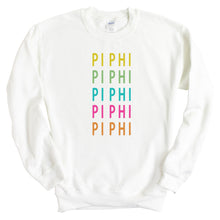 Load image into Gallery viewer, Pi Beta Phi Sweatshirt - Pi Phi Modern Stacked Crewneck Sweatshirt - Kite and Crest
