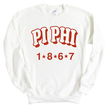 Load image into Gallery viewer, Pi Beta Phi Sweatshirt - Pi Phi Red Arch Crewneck Sweatshirt - Kite and Crest
