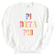 Load image into Gallery viewer, Pi Beta Phi Sweatshirt | Pi Phi Retro Crewneck Sweatshirt | Pi Beta Phi Sorority Gift Idea - Kite and Crest
