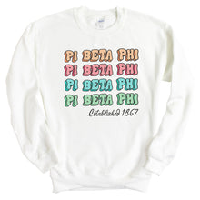 Load image into Gallery viewer, Pi Beta Phi Sweatshirt - Pi Phi Stencil Crewneck Sweatshirt - Kite and Crest
