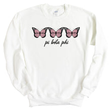 Load image into Gallery viewer, Pi Beta Phi Sweatshirt - Pi Phi Three Butterflies Crewneck Sweatshirt - Kite and Crest
