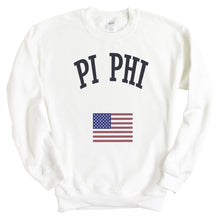 Load image into Gallery viewer, Pi Beta Phi Sweatshirt - Pi Phi USA Crewneck Sweatshirt - Kite and Crest
