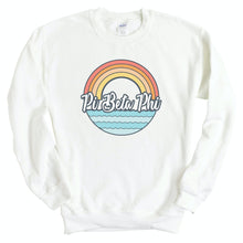 Load image into Gallery viewer, Pi Beta Phi Sweatshirt - Pi Phi Wavy Rainbow Crewneck Sweatshirt - Kite and Crest
