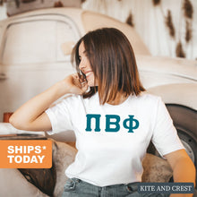 Load image into Gallery viewer, Pi Beta Phi T-Shirt | Pi Phi Basic Large Letters Shirt | Pi Beta Phi Sorority Gift Idea - Kite and Crest
