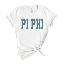 Load image into Gallery viewer, Pi Beta Phi T-shirt - Pi Phi Blue Retro Tee - Kite and Crest
