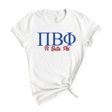 Load image into Gallery viewer, Pi Beta Phi T-Shirt | Pi Phi Red and Blue Shirt | Pi Beta Phi Sorority Gift Idea - Kite and Crest
