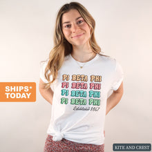 Load image into Gallery viewer, Pi Beta Phi T-shirt - Pi Phi Stencil Tee - Kite and Crest
