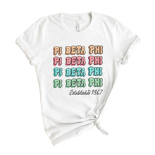 Load image into Gallery viewer, Pi Beta Phi T-shirt - Pi Phi Stencil Tee - Kite and Crest
