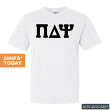 Load image into Gallery viewer, Pi Delta Psi Basic Black Letters Comfort Colors T-Shirt - Fraternity Tee - Kite and Crest
