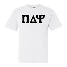 Load image into Gallery viewer, Pi Delta Psi Basic Black Letters Comfort Colors T-Shirt - Fraternity Tee - Kite and Crest
