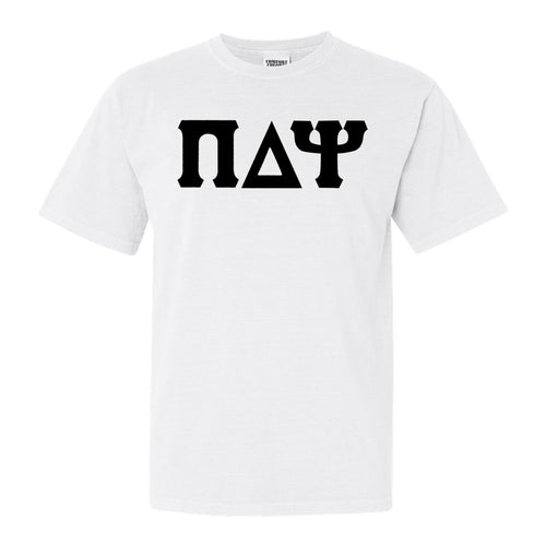 Pi Delta Psi Basic Black Letters Comfort Colors T-Shirt - Fraternity Tee - Kite and Crest