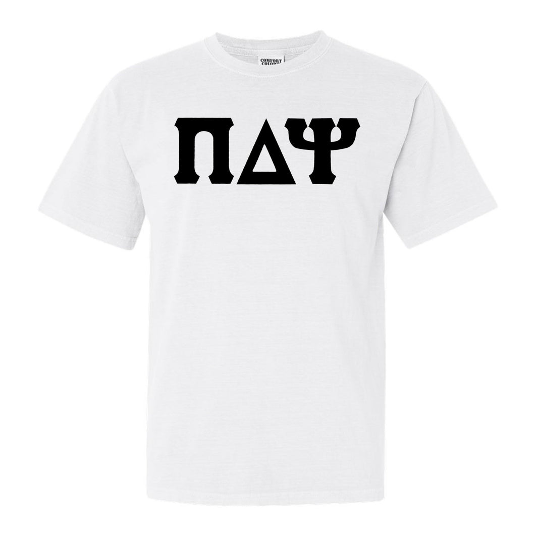 Pi Delta Psi Basic Black Letters Comfort Colors T-Shirt - Fraternity Tee - Kite and Crest