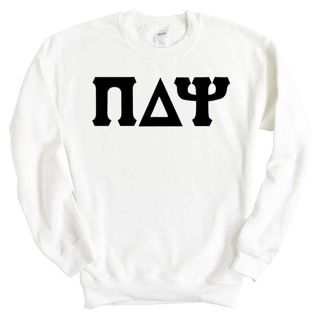 Pi Delta Psi Basic Black Letters Sweatshirt - Fraternity Crewneck Sweatshirt - Kite and Crest