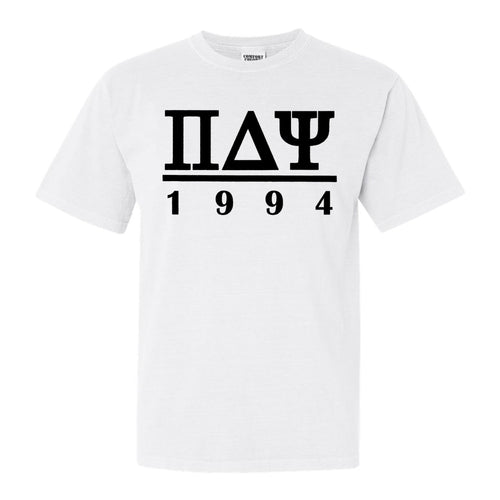 Pi Delta Psi Black Letter Comfort Colors T-Shirt - Fraternity Tee - Kite and Crest