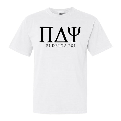 Pi Delta Psi Block Letter Comfort Colors T-Shirt - Fraternity Tee - Kite and Crest