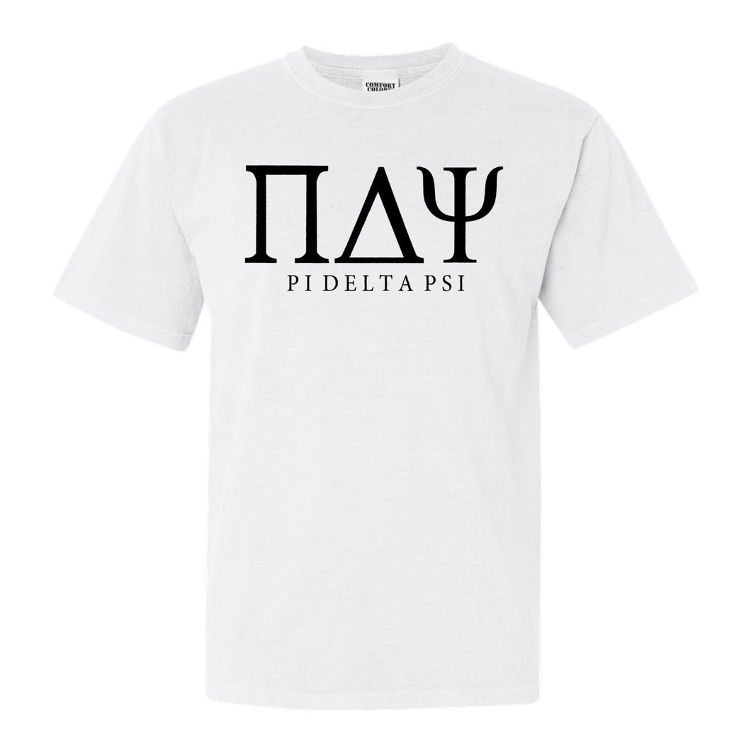 Pi Delta Psi Block Letter Comfort Colors T-Shirt - Fraternity Tee - Kite and Crest