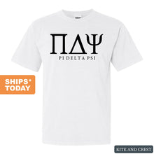 Load image into Gallery viewer, Pi Delta Psi Block Letter Comfort Colors T-Shirt - Fraternity Tee - Kite and Crest
