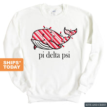 Load image into Gallery viewer, Pi Delta Psi Red Whale Sweatshirt - Fraternity Crewneck Sweatshirt - Kite and Crest
