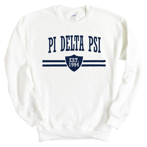 Pi Delta Psi Striped Shield Sweatshirt - Fraternity Crewneck Sweatshirt - Kite and Crest