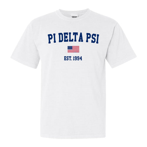 Pi Delta Psi USA Flag Comfort Colors T-Shirt - Fraternity Tee - Kite and Crest