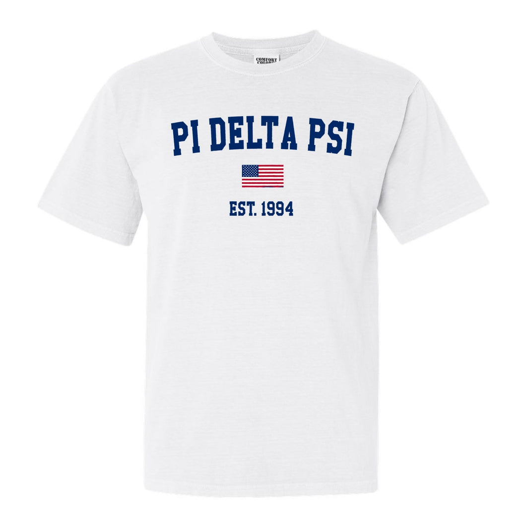 Pi Delta Psi USA Flag Comfort Colors T-Shirt - Fraternity Tee - Kite and Crest