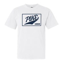Load image into Gallery viewer, Pi Kappa Alpha Comfort Colors T-Shirt - PIKE Baseball Boxed Shirt - Kite and Crest
