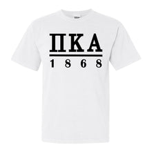 Load image into Gallery viewer, Pi Kappa Alpha Comfort Colors T-Shirt - PIKE Black Letters Shirt - Kite and Crest
