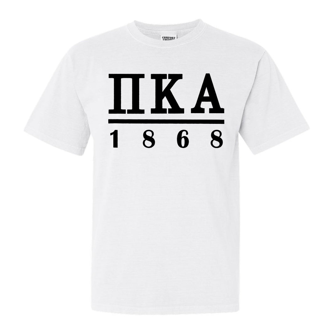 Pi Kappa Alpha Comfort Colors T-Shirt - PIKE Black Letters Shirt - Kite and Crest