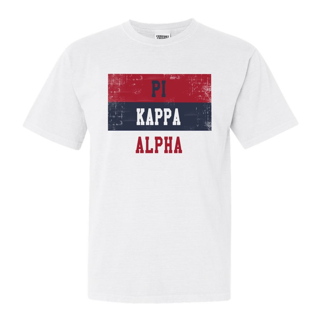 Pi Kappa Alpha Comfort Colors T-Shirt - PIKE Colorful Stripe Shirt - Kite and Crest