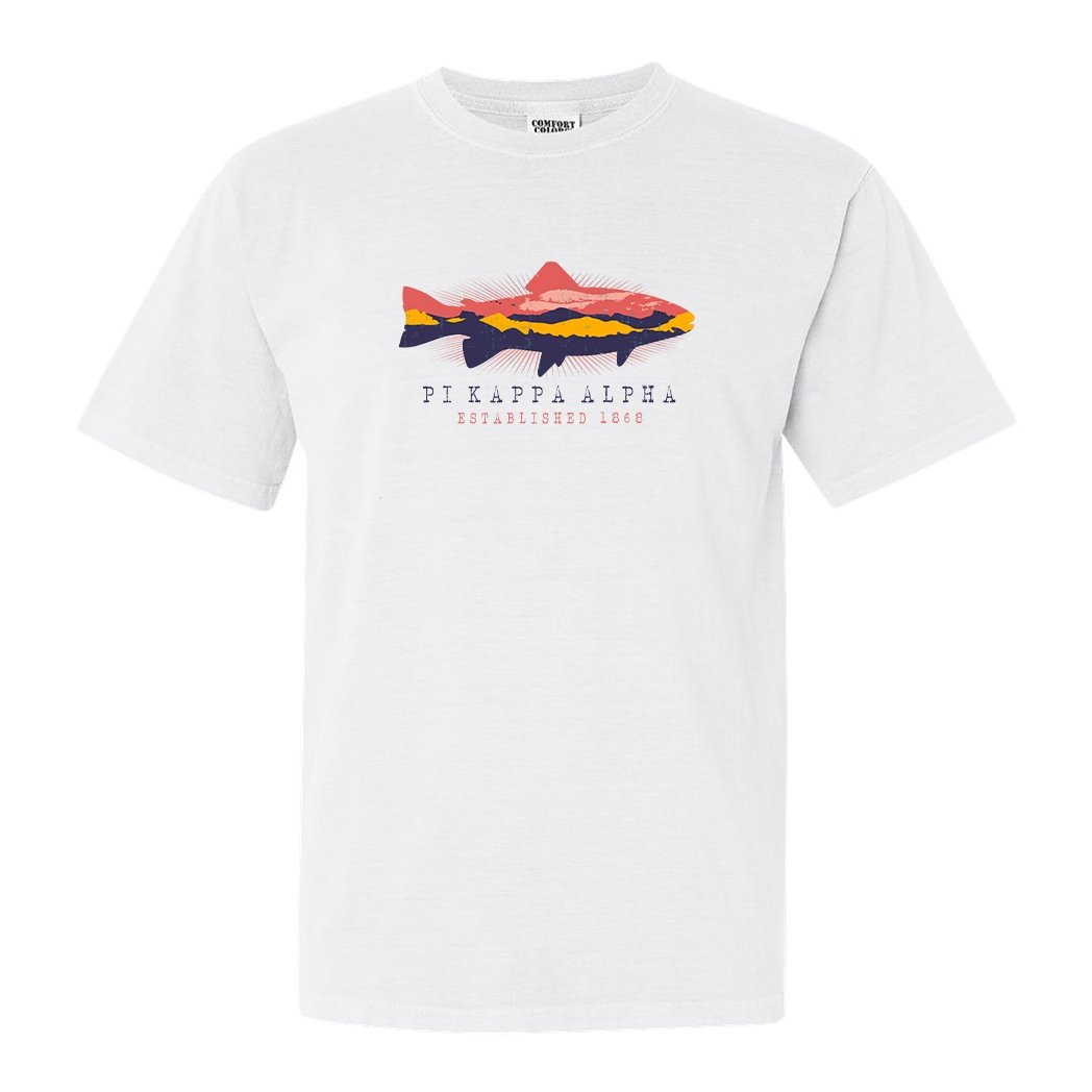 Pi Kappa Alpha Comfort Colors T-Shirt - PIKE Fishing Shirt - Kite and Crest