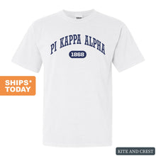 Load image into Gallery viewer, Pi Kappa Alpha Comfort Colors T-Shirt - PIKE Fraternal Arch Shirt - Kite and Crest

