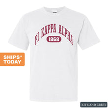 Load image into Gallery viewer, Pi Kappa Alpha Comfort Colors T-Shirt - PIKE Large Athletic Shirt - Kite and Crest
