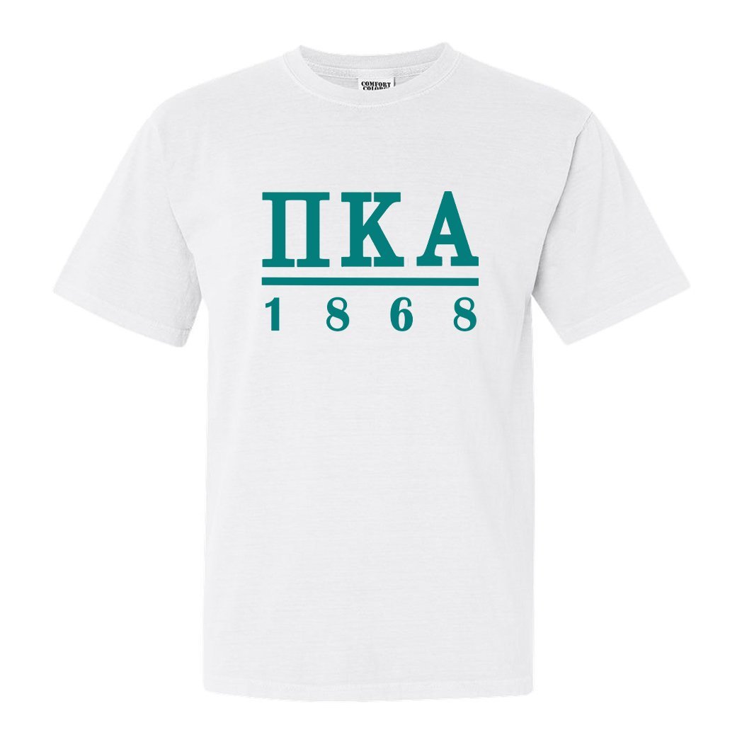 Pi Kappa Alpha Comfort Colors T-Shirt - PIKE Lettered Basic Shirt - Kite and Crest