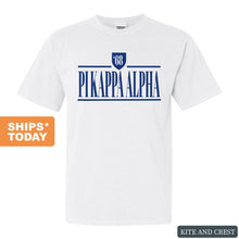 Load image into Gallery viewer, Pi Kappa Alpha Comfort Colors T-Shirt - PIKE Shield Shirt - Kite and Crest
