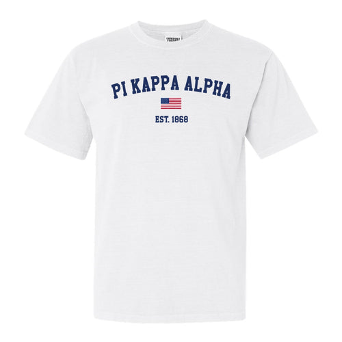 Pi Kappa Alpha Comfort Colors T-Shirt - PIKE USA Flag Shirt - Kite and Crest