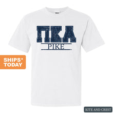 Load image into Gallery viewer, Pi Kappa Alpha Comfort Colors T-Shirt - PIKE Washed Letters Shirt - Kite and Crest
