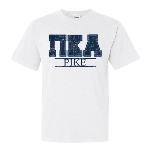 Pi Kappa Alpha Comfort Colors T-Shirt - PIKE Washed Letters Shirt - Kite and Crest