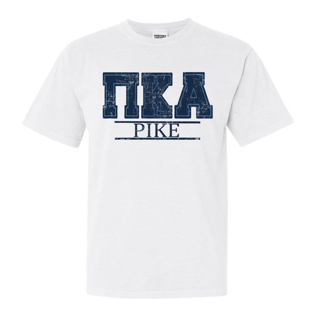 Pi Kappa Alpha Comfort Colors T-Shirt - PIKE Washed Letters Shirt - Kite and Crest