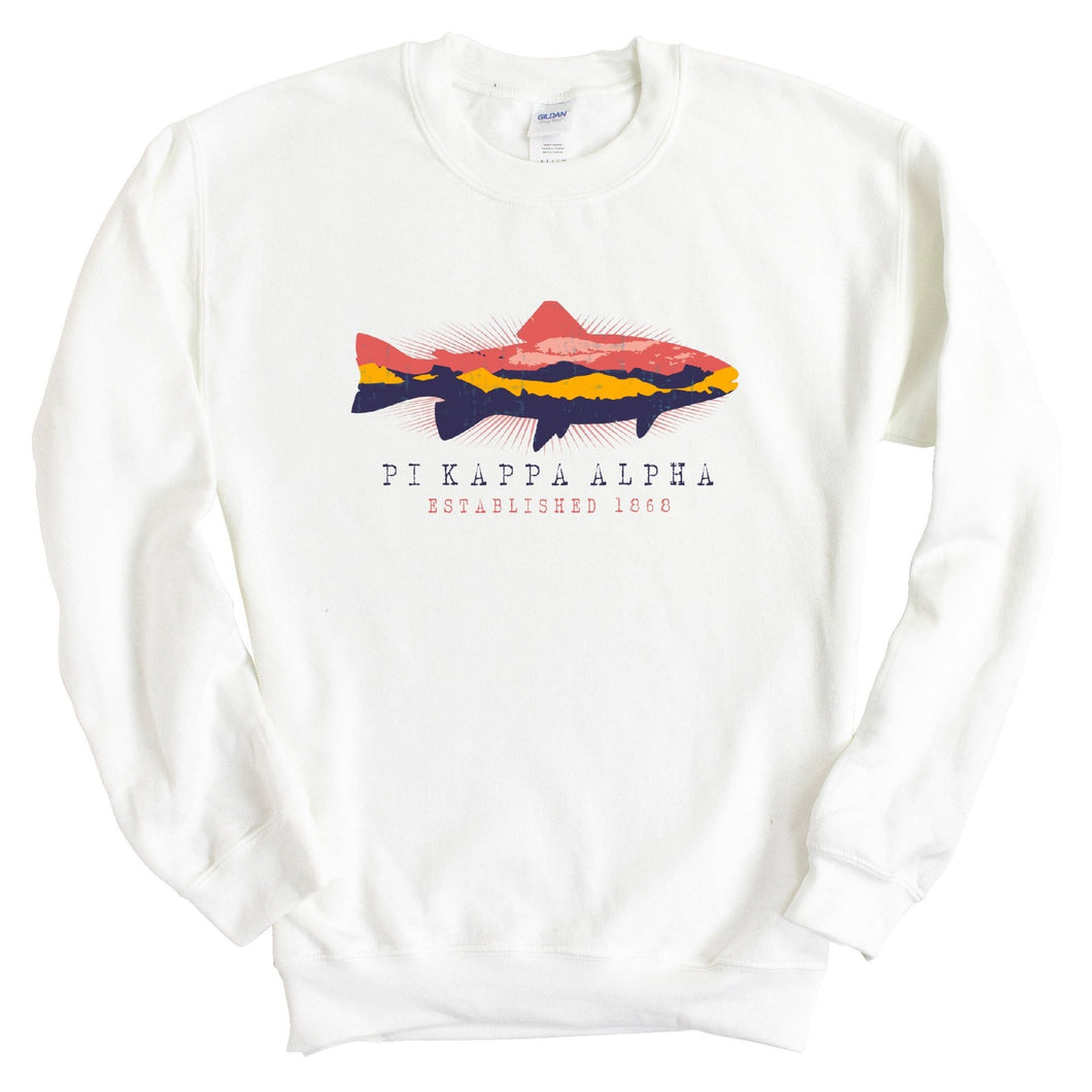 Pi Kappa Alpha Sweatshirt - PIKE Fishing Crewneck Sweatshirt - Kite and Crest