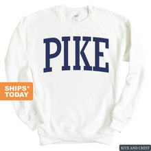 Load image into Gallery viewer, Pi Kappa Alpha Sweatshirt - PIKE Intrinsic Lettered Crewneck Sweatshirt - Kite and Crest
